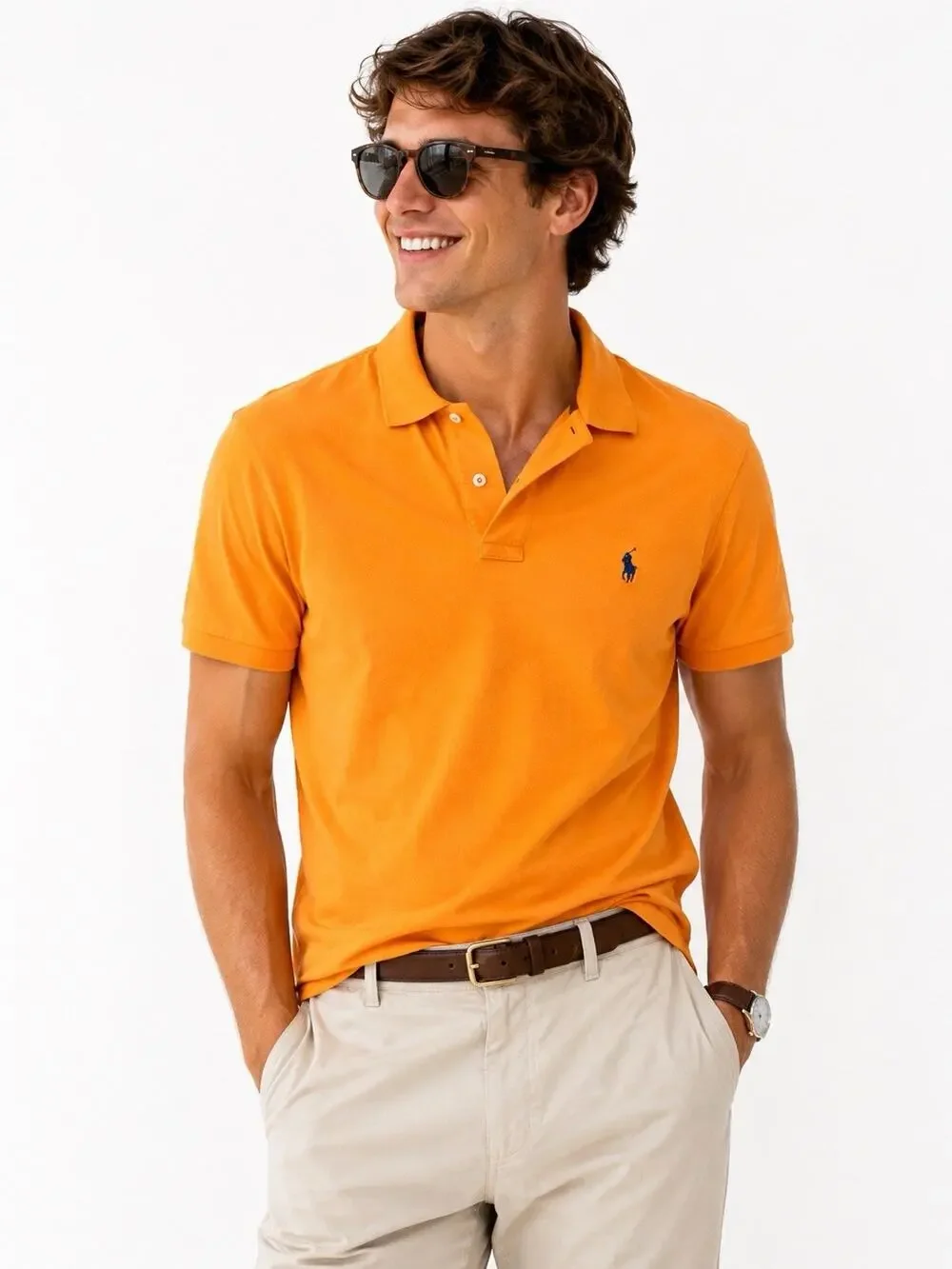 Ralph Lauren Polo Shirt Men’s Size Medium Preppy Orange Classic Fit Designer
